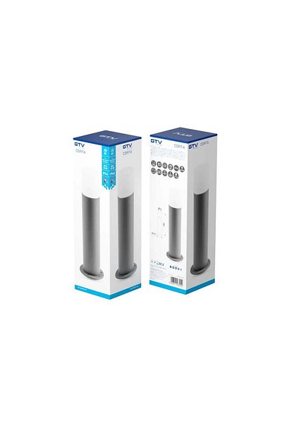GTV Stâlp de grădină, 1 bec, scripete E27, IP44, 400 mm, oțel inoxidabil,