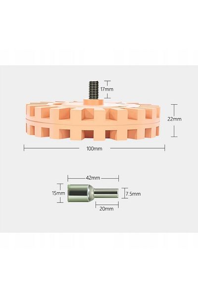 Rosfix Krążek / Dysk gumowy do usuwania kleju z felg "kwiatek" 100mm + adapter na wkrętarkę