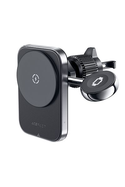 Acefast Suport auto 2 în 1 cu încărcător wireless pentru telefon și ceas inteligent MagSafe Qi, negru