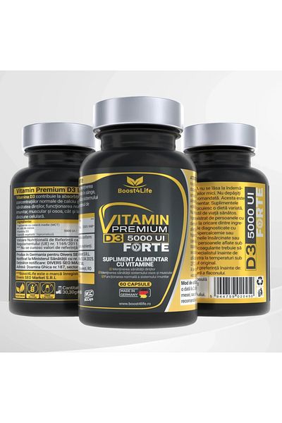Boost4Life Food supplement, Vitamin PREMIUM D3, 5000 IU, Boost4Life, MGCaps®, 60 capsules