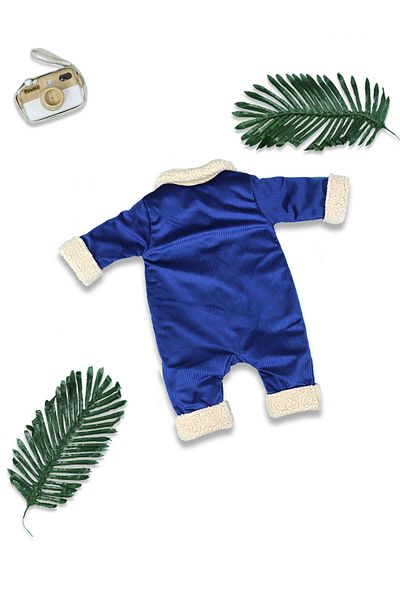 Nehad Bebe Baby Boy Welsoft Front Pocket Model Jumpsuit Saks Blue