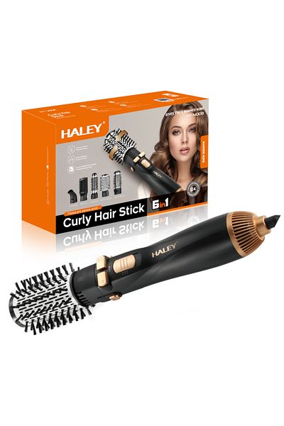 HALEY Perie rotativă 6 în 1 cu uscător, 1200 W, capete interschimbabile, 3 viteze, încălzire rapidă