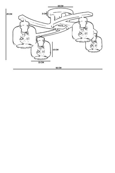Lumexx WESTON 4 LÜ CEVİZ FÜME CAMLI PLOFONYER AVİZE