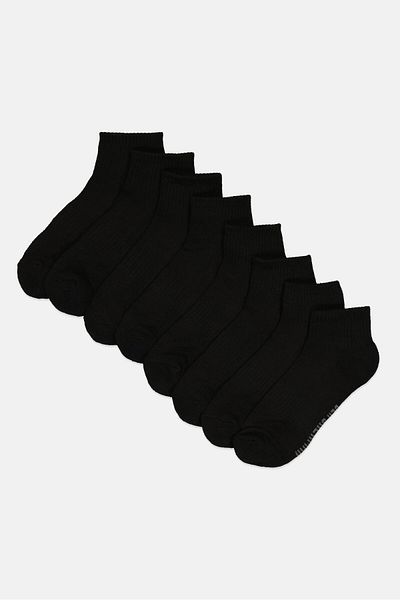 Ben Sherman Men 8 Pairs Brand Logo Breatheable Mesh Socks, Black