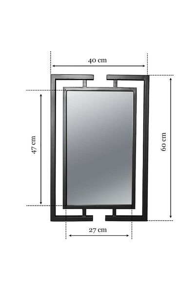 fromro ATENA mirror, rectangular, metal frame, matte black