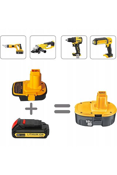 Rosfix Adapter Dewalt DCB201 do akumulatorów Dewalt i Milwaukee 18V (DM18D) żółto-czarny