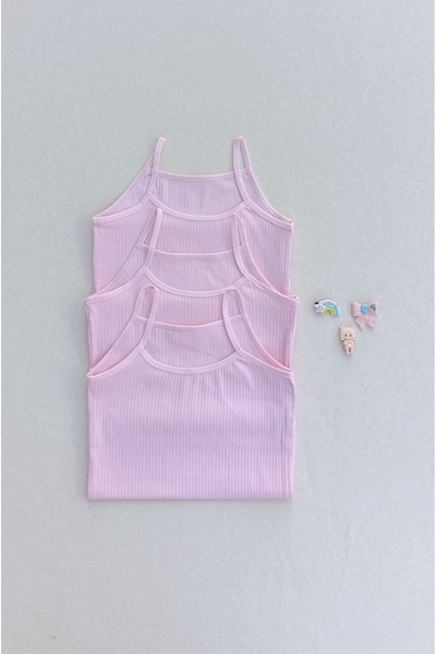 siyalife Ribbed Soft Flexible Fabric Pink 3-Piece Children's Undershirt