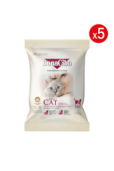 BonaCibo Adult Cat Tavuklu Yetişkin Kedi Maması 100 gr X 5 Adet, Tüm Irklar İ...