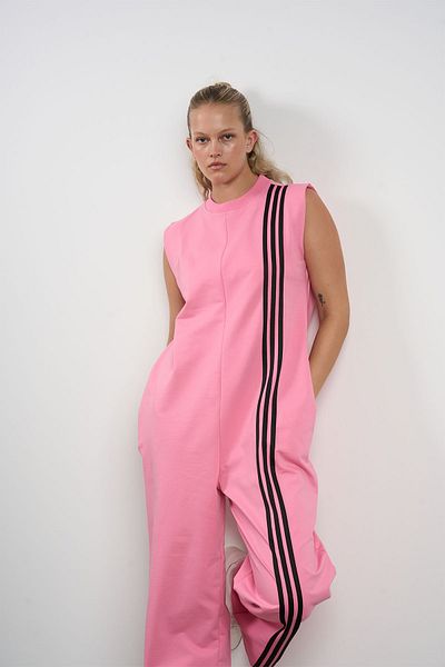 HANIQA Women's Plus Size Striped Sports Jumpsuit