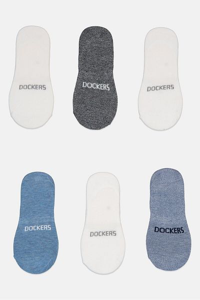 Dockers Men 6 Pairs Brand Logo Silicone Heel Grip Socks, Multicolor