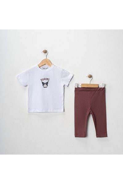 MK Mukko Kids Girls' Kuromi Printed Basic Seasonal/Summer Leggings T-Shirt Bottom Top Set