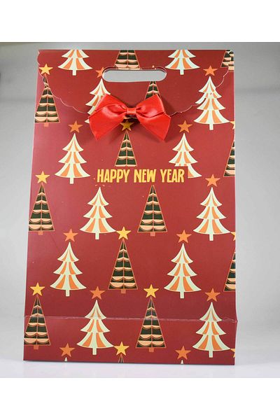4nio Claret Red Pine Tree Bow Gift Carton Bag