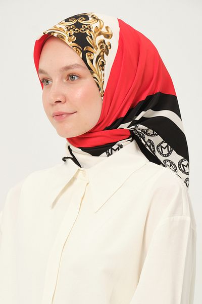 Madame Polo Printed Twil Scarf Multicolor Non-Slip Wrinkle-Free Fabric