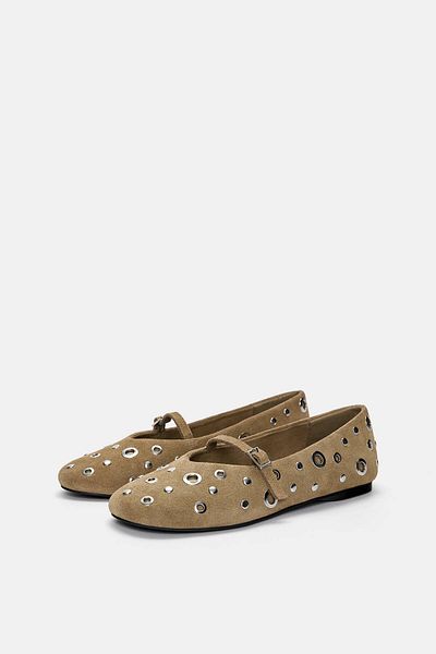 Pull & Bear Studded leather ballerinas
