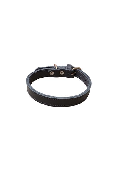 OEM Zgardă dublă din piele naturală neagră pentru câini, 55 x 2 cm