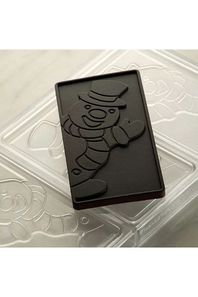 Pavoni Polycarbonate mold for 3 chocolate bars for Christmas, Xmas Snowman