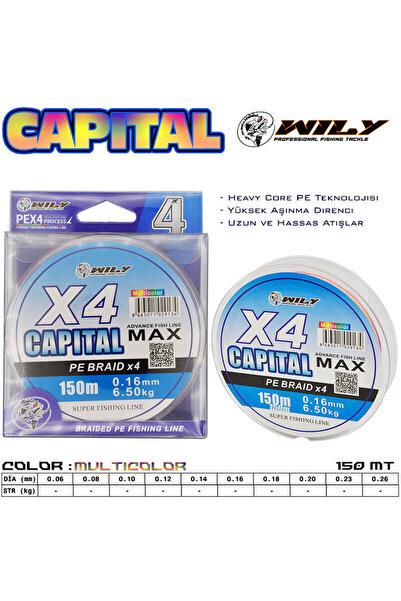 Wily Capital 4-slojna ribolovna struna 150 m višebojna 0.16