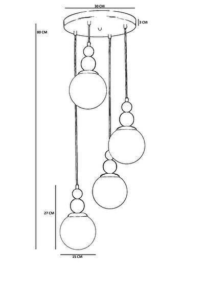 Lumexx YAREN 4 LÜ TEPSİLİ SİYAH FÜME CAMLI SARKIT