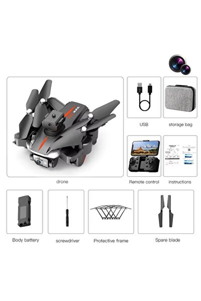 GÜMRÜK BEY P11 S Max Katlanabilir 360° Dönebilen Led Işıklı Engelden Kaçma Özellikli 4K Çift Kamera Drone RC