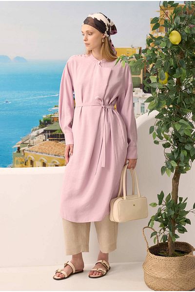 HEQA Wide Collar Pleated Detail Tunic Light Lilac