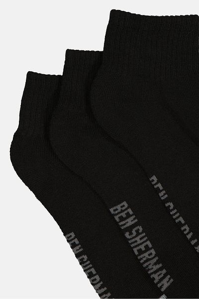 Ben Sherman Men 8 Pairs Brand Logo Quarter Cut Socks, Black