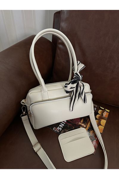 NOTHING Women's Cream Two-Eye Adjustable Strap Scarf and Card Holder Gift Hand and Shoulder Bag Selen