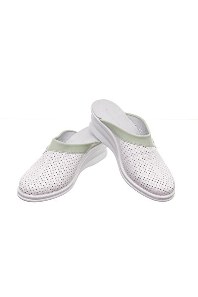 Tellus Medical Leather Clogs 50-08/06, White-green