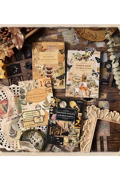 hediyeofisi Vintage 20 Pages Sticker Book - Bullet Journal Sticker 150+ Stickers