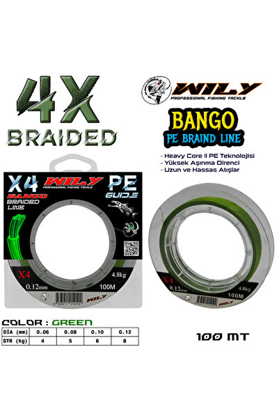 Wily Elite 4 Layer Rope Fishing Line Green 100 Mt Package 0.10