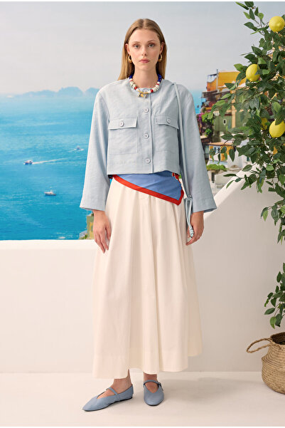 HEQA Modal Crop Jacket Baby Blue