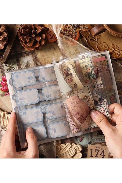 hediyeofisi Vintage 20 Pages Sticker Book - Bullet Journal Sticker 150+ Stickers