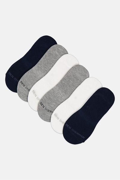 Ben Sherman Men 6 Pairs Brand Logo Silicone Heel Grip Socks, Multicolor