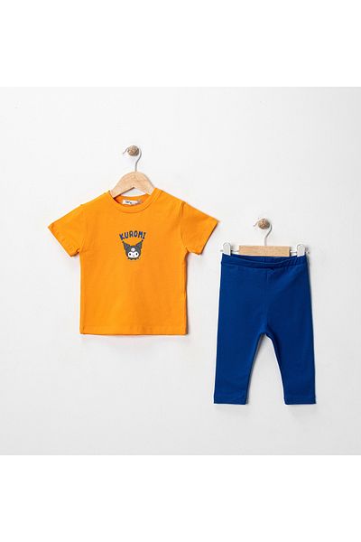 MK Mukko Kids Girls' Kuromi Printed Basic Seasonal/Summer Leggings T-Shirt Bottom Top Set