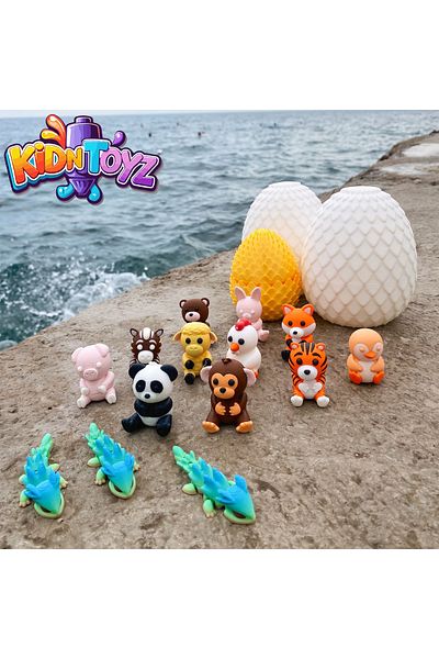 kidntoyz Mega Wiggle Animal Set – 14-Piece Mini Animal Toys + Surprise Eggs