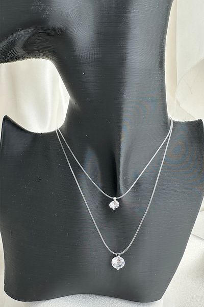 Modex Double Crystal Stone Invisible Fishing Line Ghost Necklace