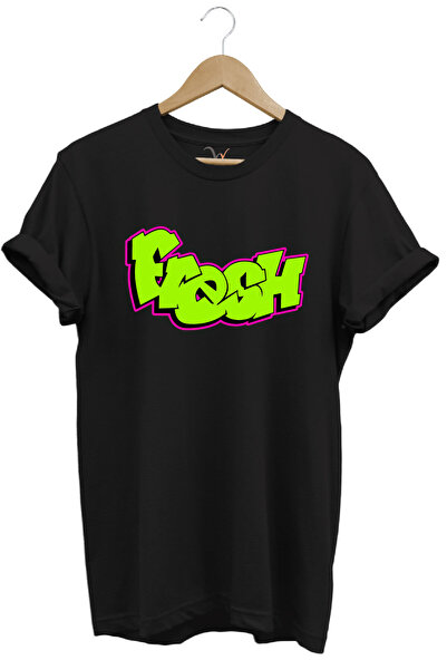 WİDİ Tricou unisex cu croiala normală, 100% bumbac, cu litere neon, graffiti ...