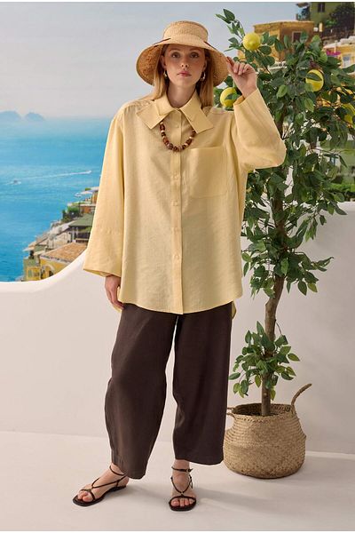 HEQA Double Collar Shirt Soft Yellow