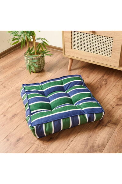 Evidea Soft Liv Yer Minderi - Yeşil / Lacivert - 50x50x14 cm