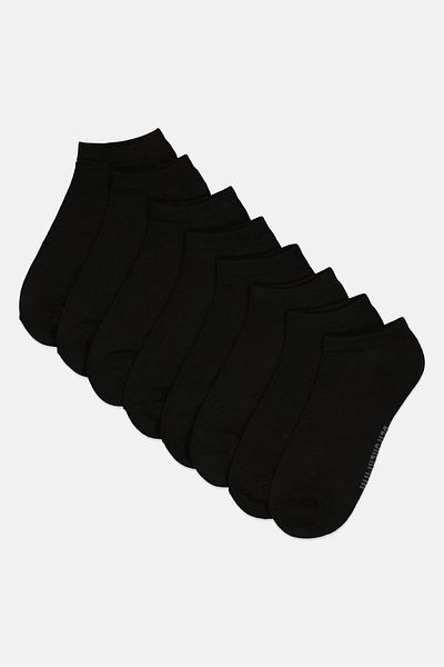 Ben Sherman Men 8 Pairs Brand Logo Ankle Cut Socks, Black