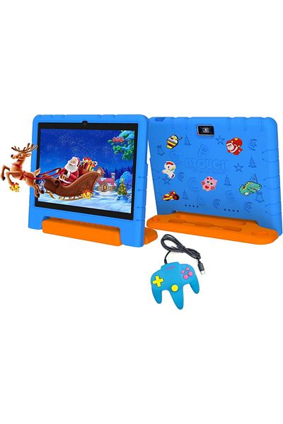 A ATAB Interactive tablet for children with silicone case, 10.1 Inch, Android 12.0, 8 GB RAM, 256 GB ROM