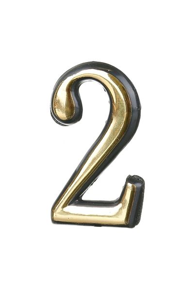 ANTBRO Numar casa "2", pentru poarta/usa, autoadeziv, plastic, 55 x 35 mm, auriu