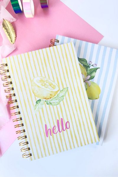 Martius Art A5 Set of 2 Hard Cover Spiral Notepad / School Notebook / Lined Hello / Checkered Ciao