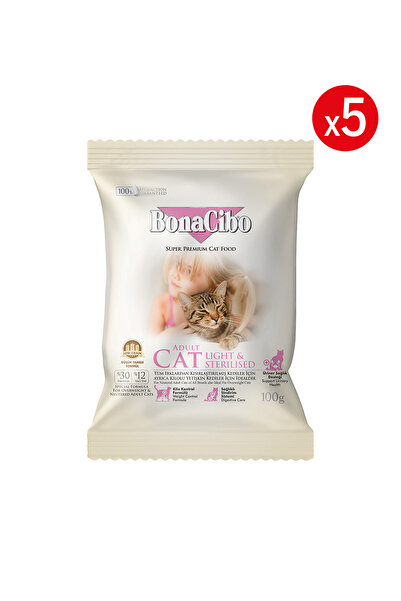 BonaCibo Adult Cat Kısırlaştırılmış Yetişkin Kedi Maması 100 gr X 5 Adet, Tüm...