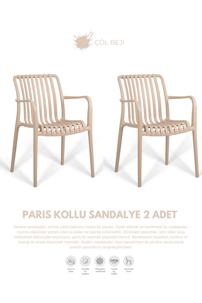 Daim Plastik PARİS | 2 ADET KOLLU LUX CAFE & RESTAURANT SANDALYESİ
