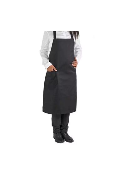 LEONE Black kitchen apron with pocket, Classico, 84 cm