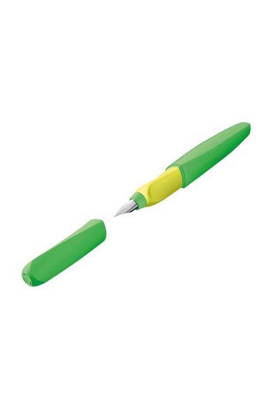 Pelikan Stilou Twist Verde Neon, Material Plastic, Culoare Verde, Mâner Ergonomic, Rezerve Albastre, Blister