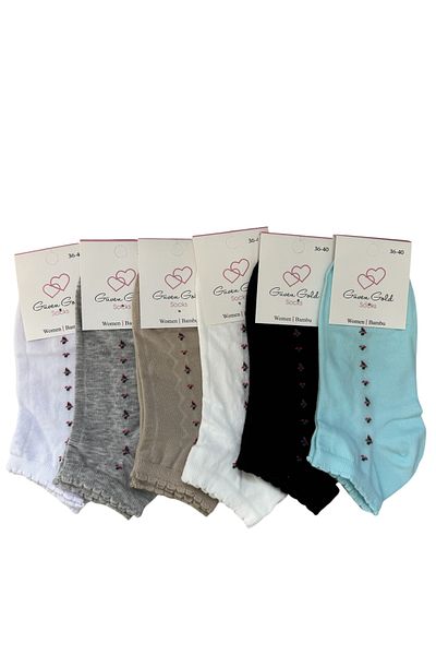 ENFAEL 6 Pairs of Women's Original Combed Cotton Seamless Booties Socks (Washable-Scented)