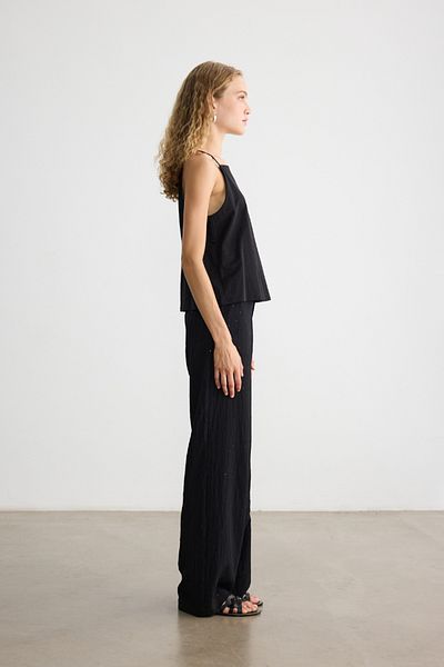 BE BLUE Black Shiny Palazzo Pants