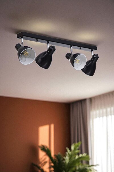 Lumexx OTİS 4 LÜ SIRALI SİYAH PLAFONYER AVİZE