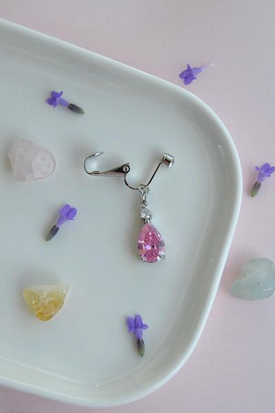 Sacce Scarves&Accessories Pink Drop Stone Holeless Navel Piercing